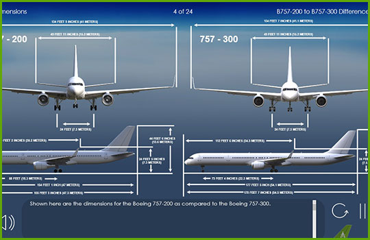 Boeing 757-200 to Boeing 757-300 dimensions