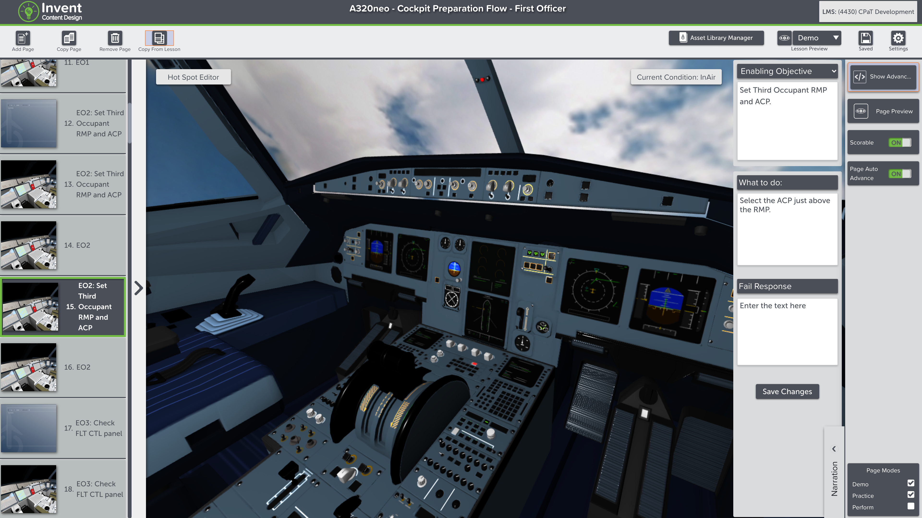Airbus A220 3D Cockpit on CPaT Invent software