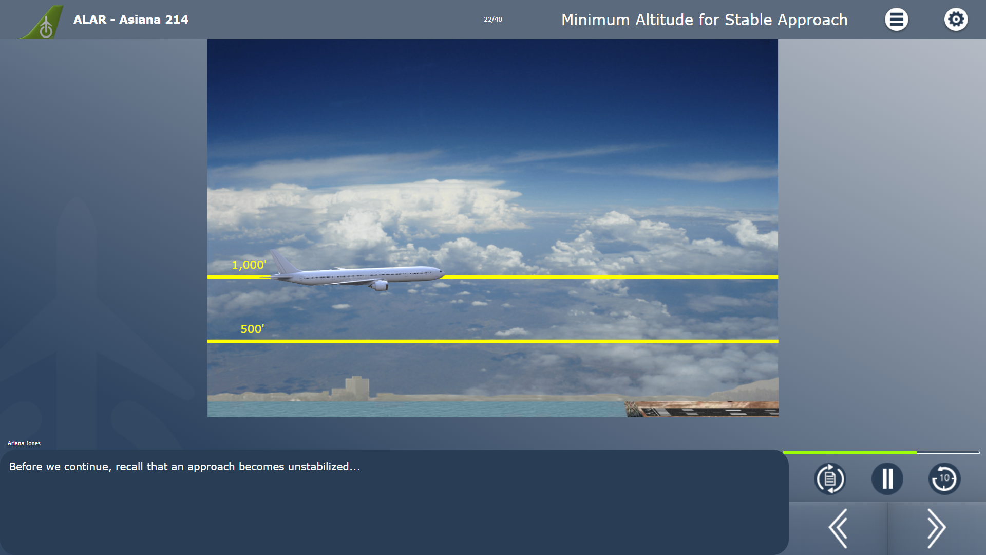 ALAR - Stable approach Course example