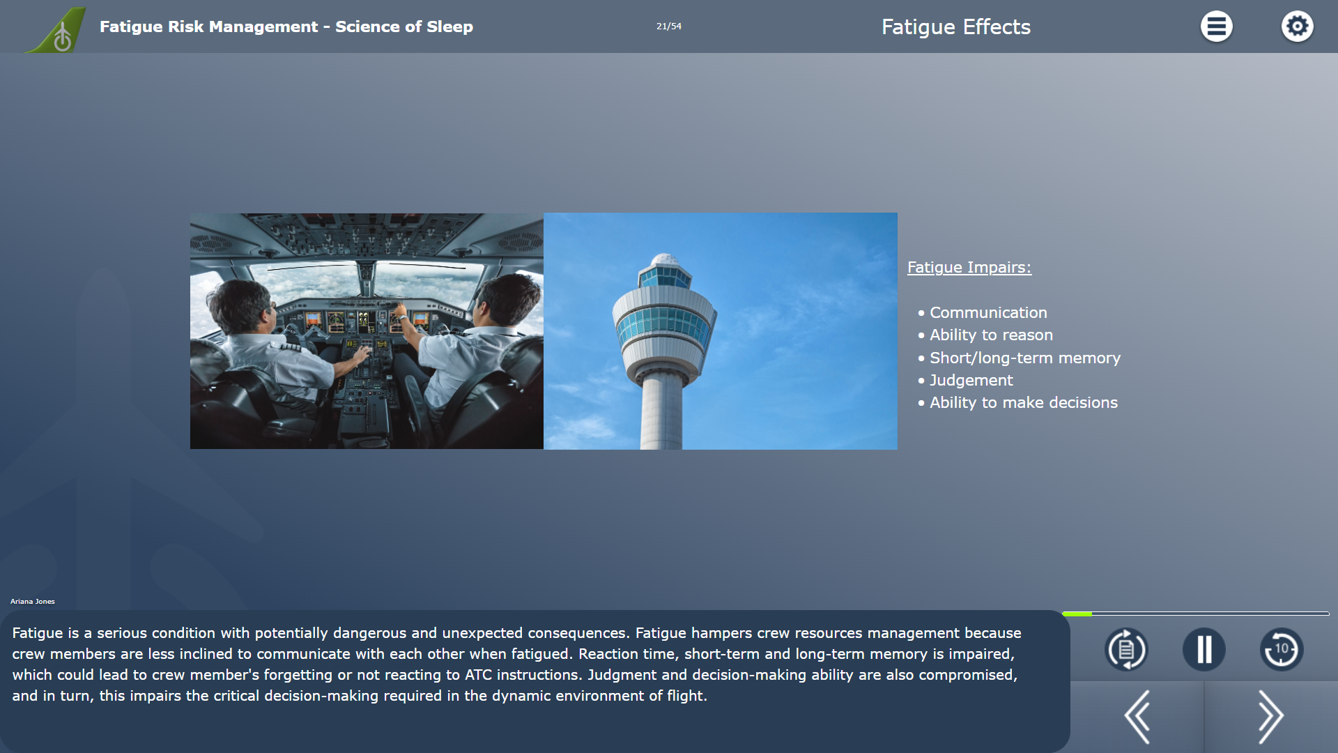Fatigue Risk Management the science of sleep course Example
