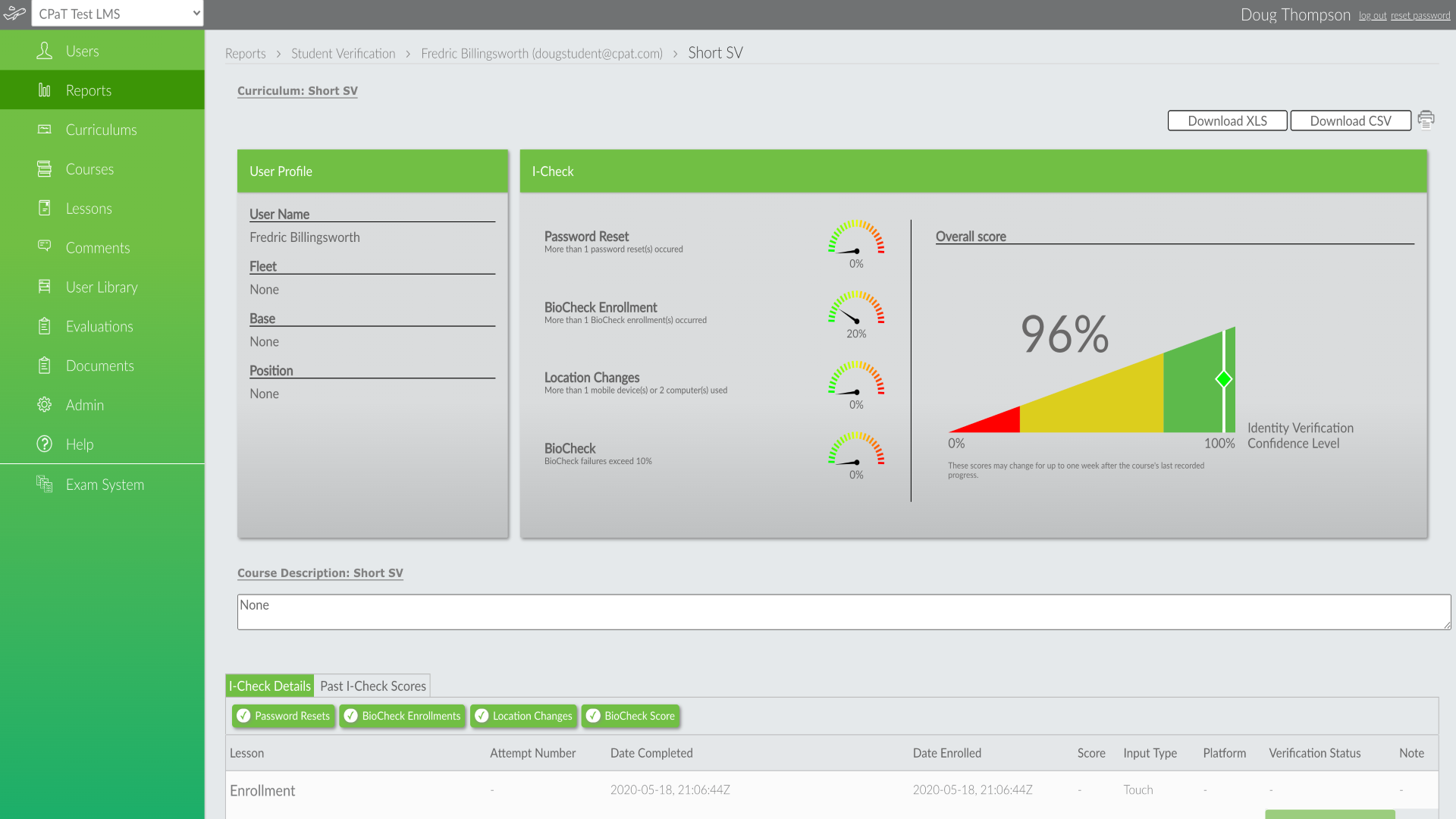 i-check score report example