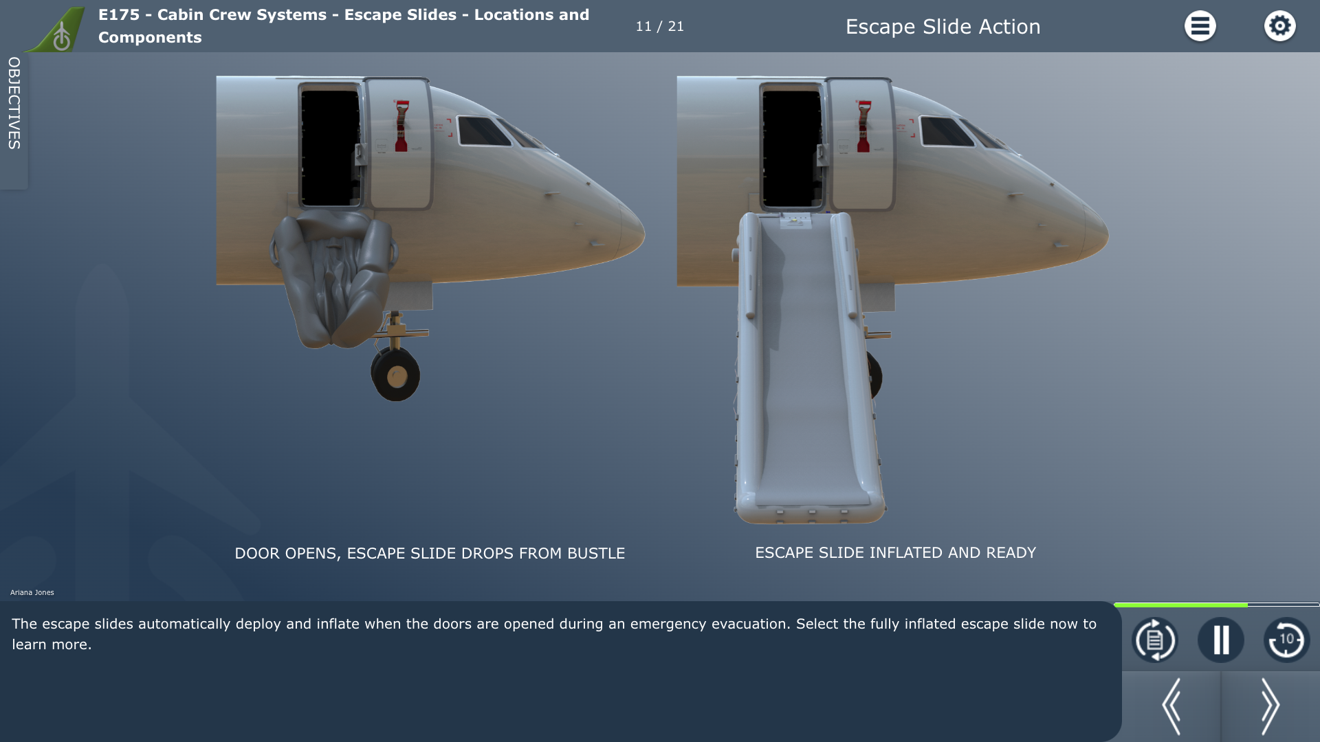 E175 Cabin Crew - Escape Side Action